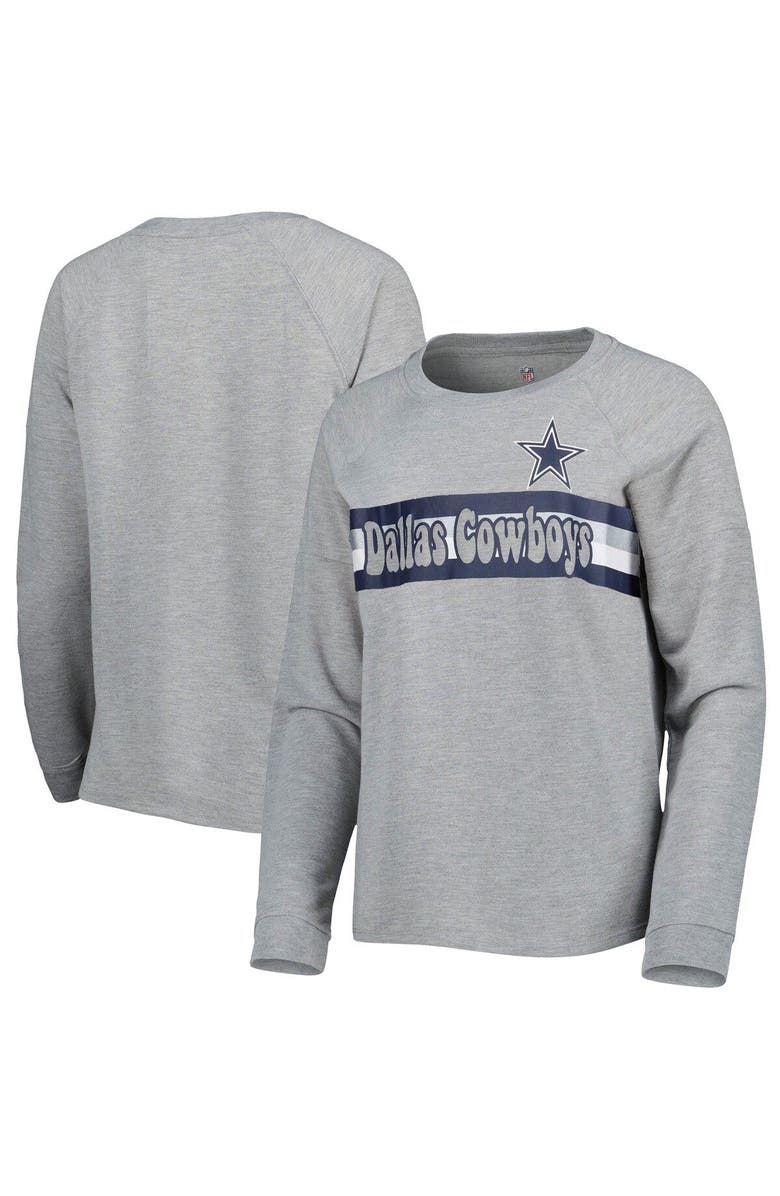 Outerstuff Juniors Heathered Gray Dallas Cowboys All Striped Up Raglan Long Sleeve T-Shirt, Main, color, 
