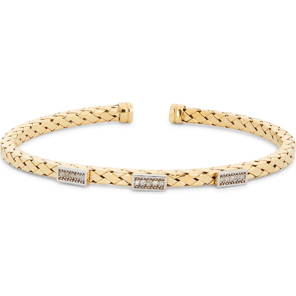 Meshmerise Diamond Woven Cuff Bracelet In Yellow Gold