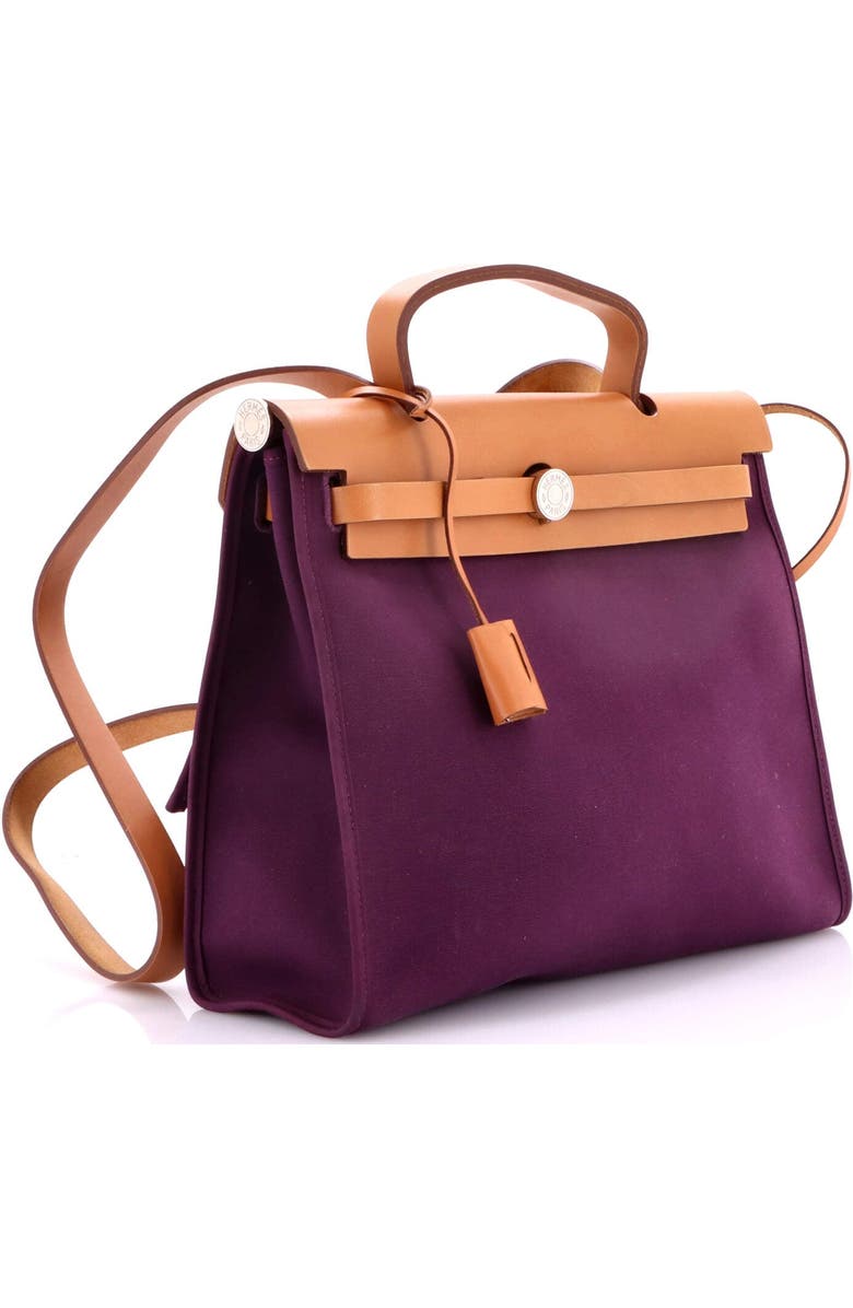 Pre-Owned Hermes Herbag Zip Leather and Toile 31, Alternate, color, Cassis