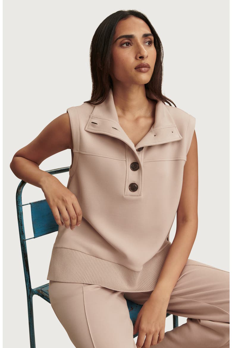 Conall Half Button Sleeveless Top, Alternate, color, MUSHROOM