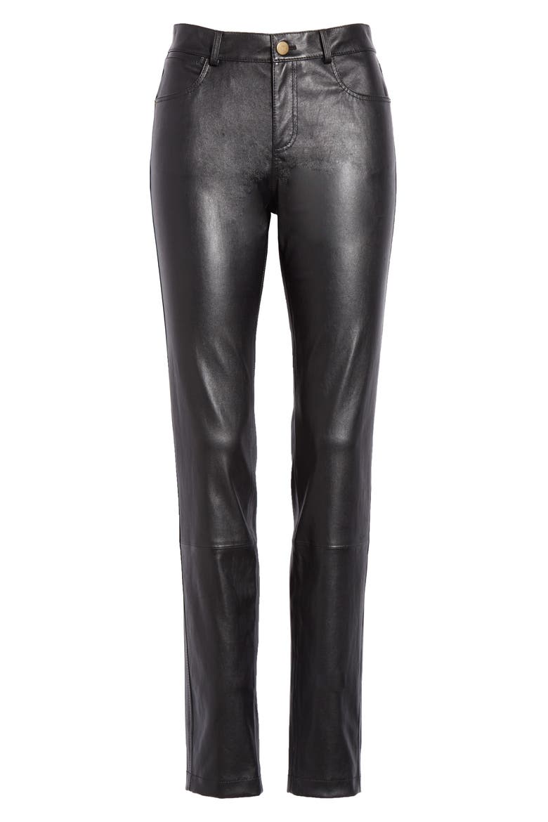 Mercer Nappa Leather Pants, Alternate, color, BLACK