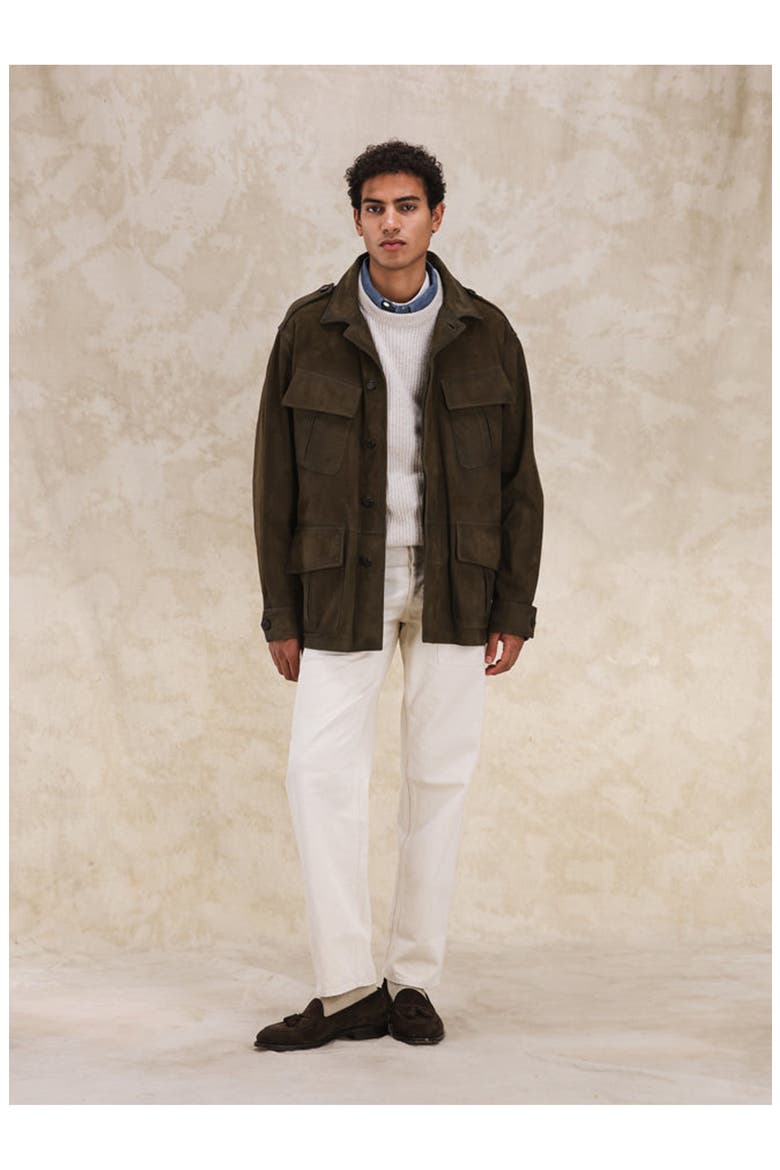 Julian Jungle Suede Jacket, Alternate, color, GREEN