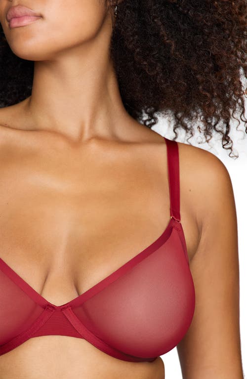 Cuup The Plunge Underwire Sheer Mesh Bra In Scarlet