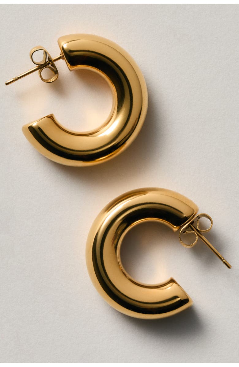 H&M Waterproof Hoop Earrings, Alternate, color, Gold-Colored