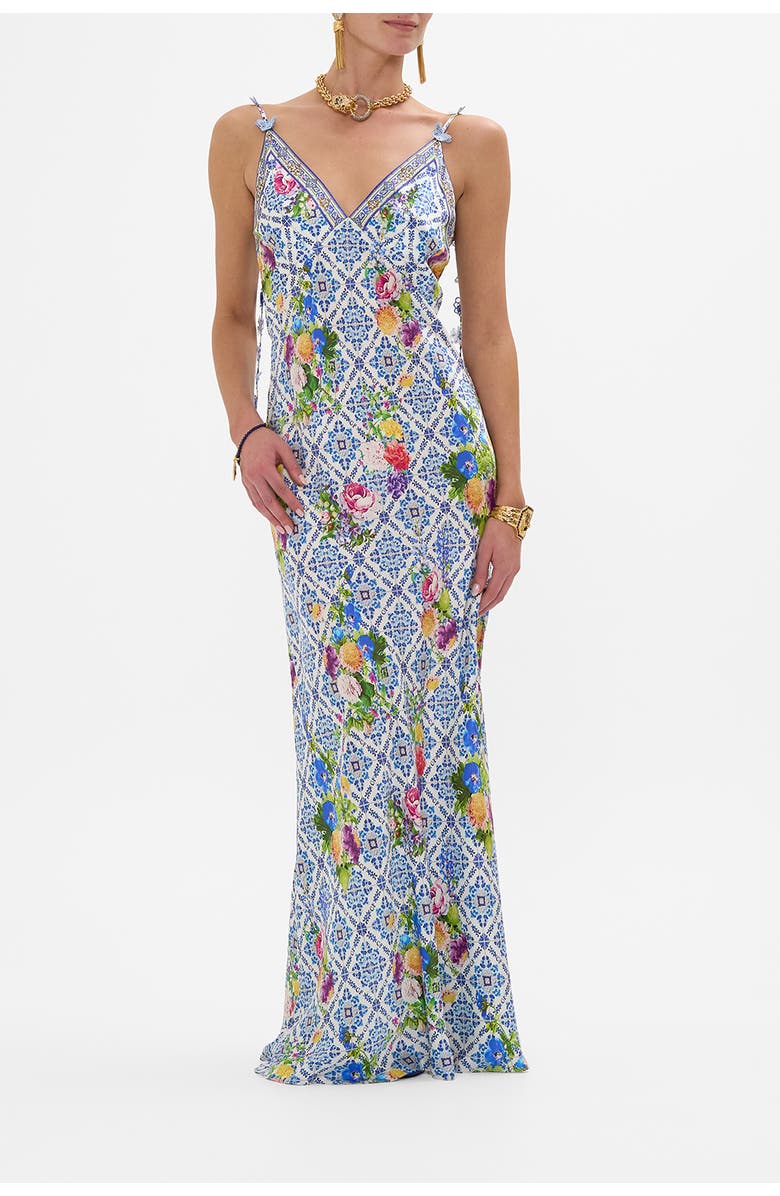 Camilla V Neck Full Length Bias Slip Dress Wall To Wall Wonders, Main, color, 