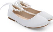 Kailee P Harper Satin Girl Flats with All Pearls Strap