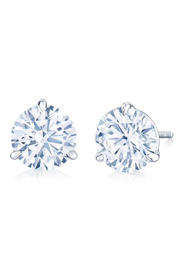 Round Brilliant Cut Diamond & Platinum Stud Earrings - 5.00ct., Main, color, WHITE
