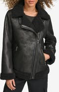 Levi's Faux Shearling Lined Faux Leather Moto Jacket