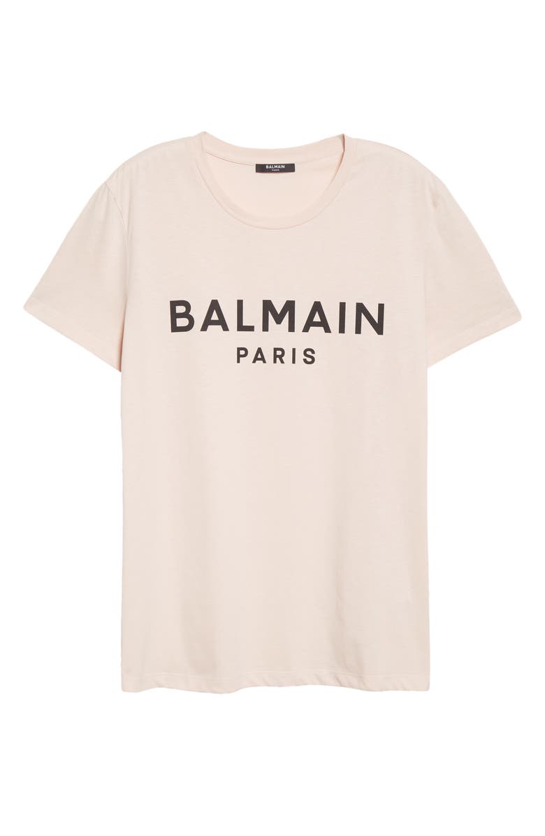 Balmain Flocked Logo Cotton T-Shirt, Alternate, color, 