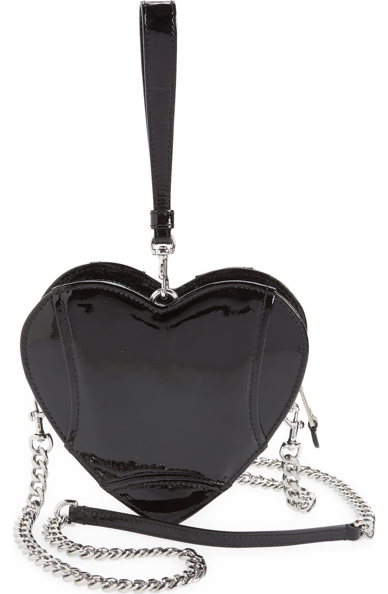 Moschino Moto Jacket Heart Clutch, Alternate, color,