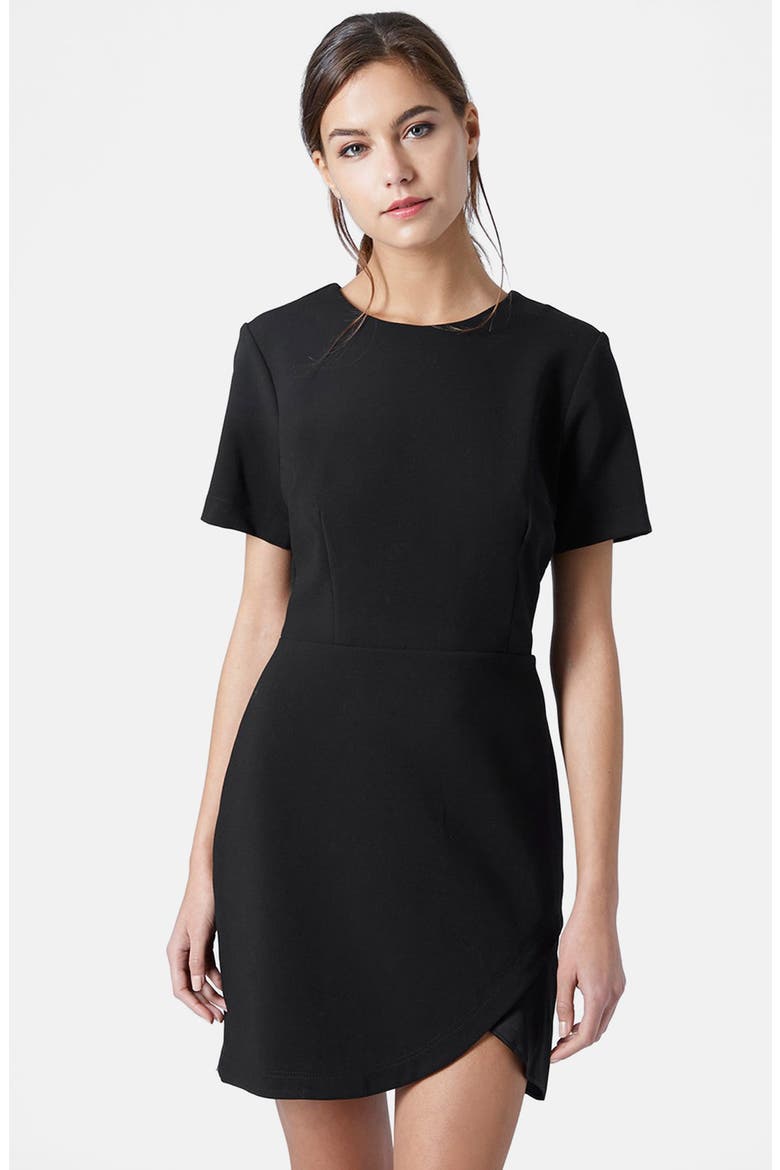 Satin Insert Dress, Main, color, BLACK