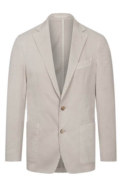 Solid Washed Cotton & Silk Blend Sport Coat
