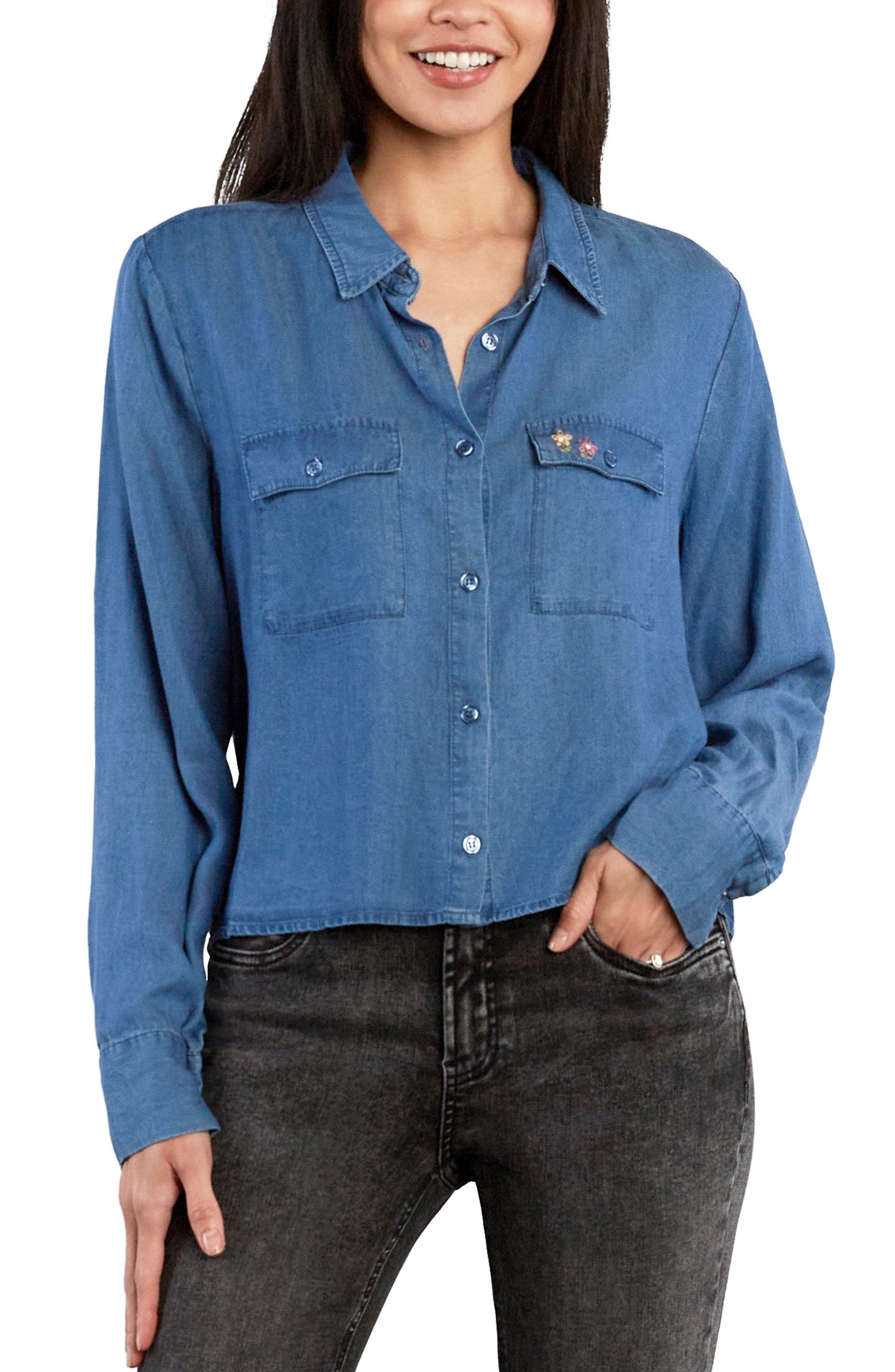 Billy T Darling Embroidered Denim Shirt In Blue