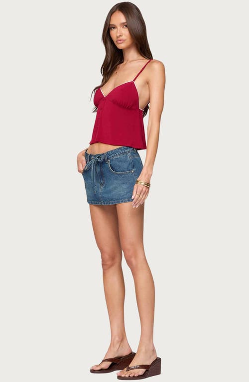 Edikted Kellyn Button Contrast Babydoll Top In Red
