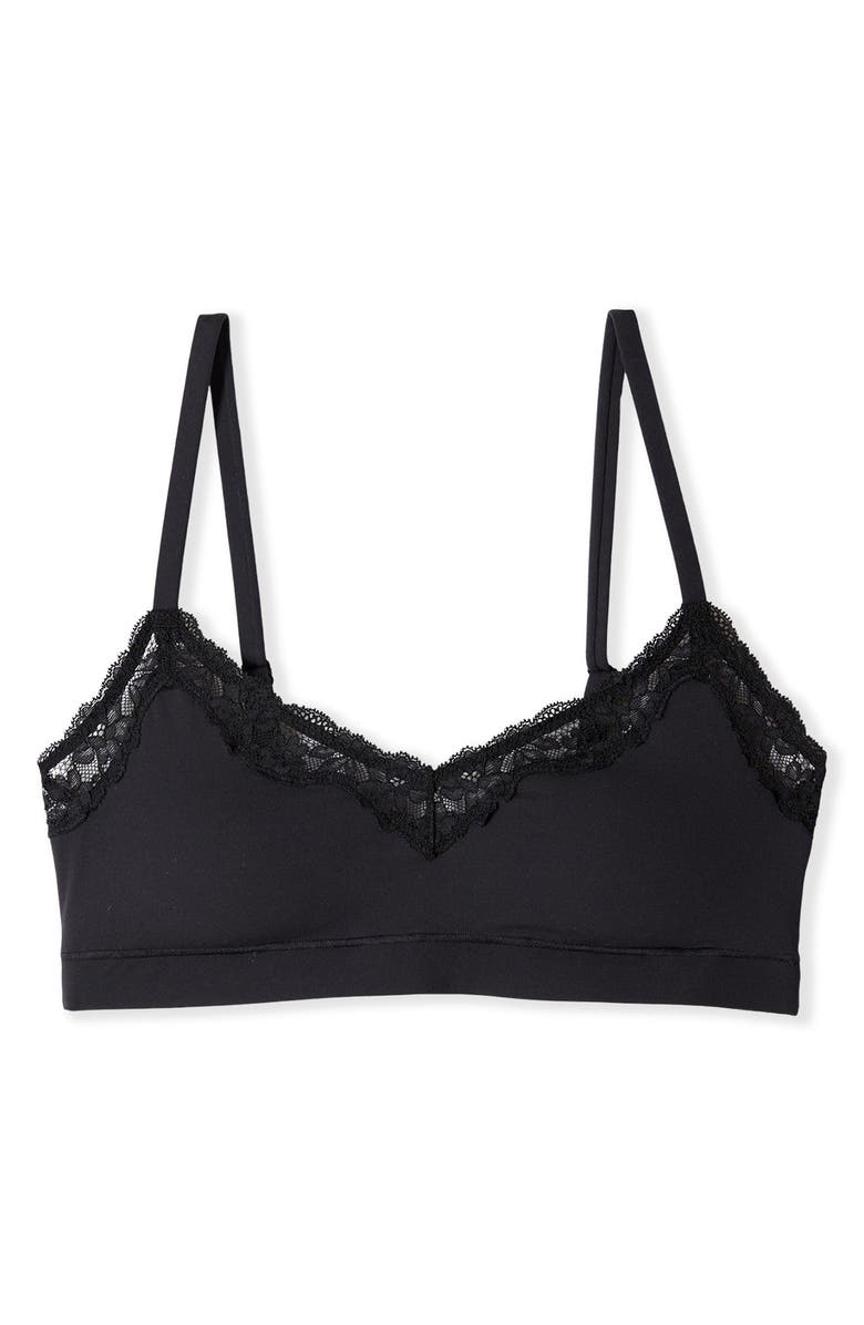 Etam Lace Trim Bralette, Alternate, color, Black