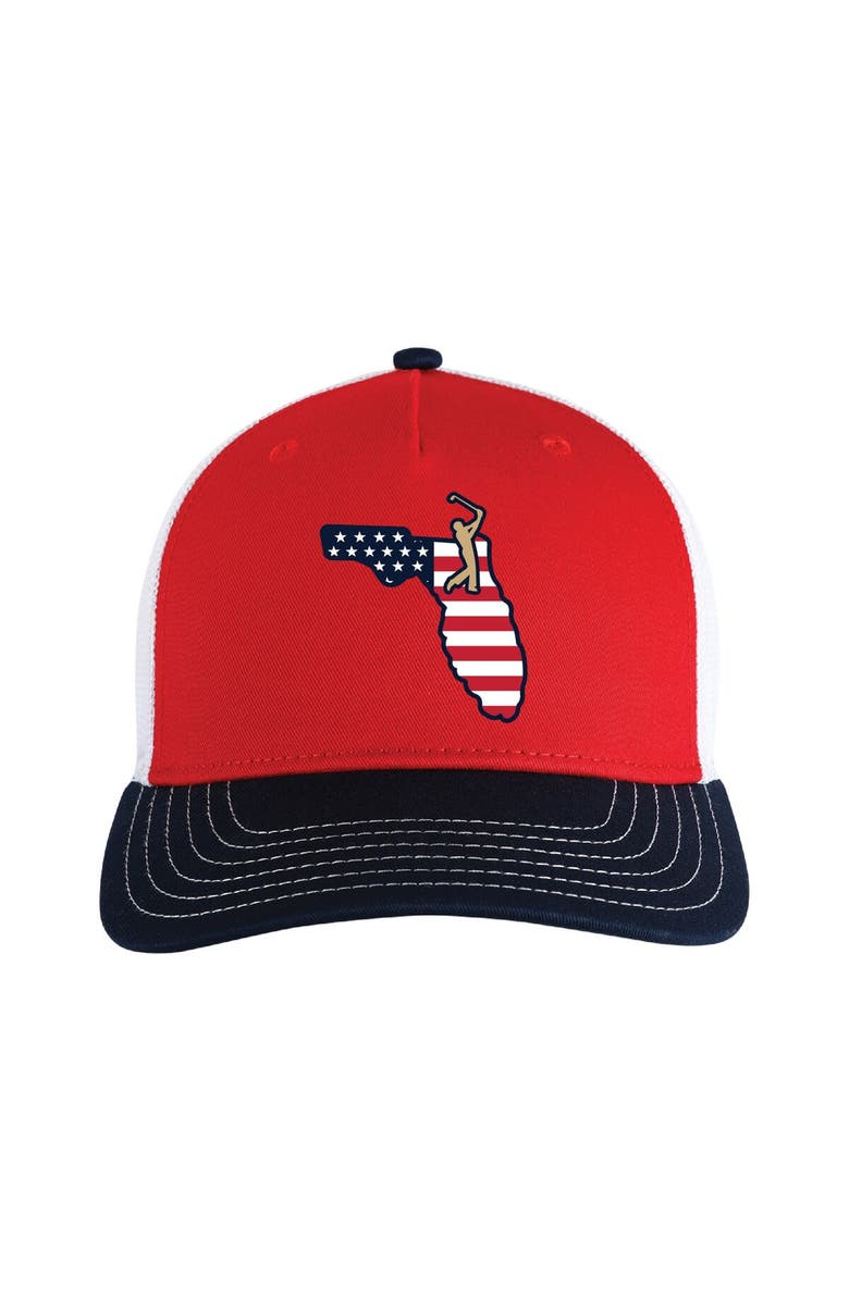 AHEAD Men's THE PLAYERS  Ahead Red Americana Wave Rider Trucker Hat, Alternate, color, Red