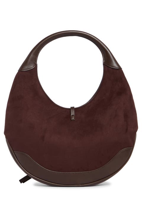 Colette Faux Suede Crescent Shoulder Bag