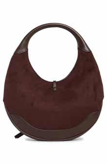 Colette Faux Suede Crescent Shoulder Bag