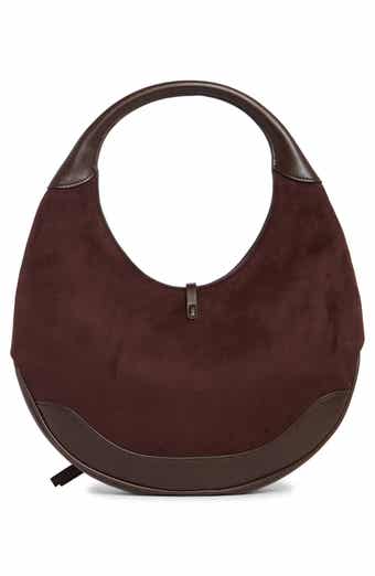 Colette Faux Suede Crescent Shoulder Bag