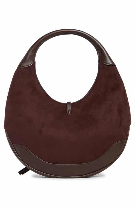 Colette Faux Suede Crescent Shoulder Bag