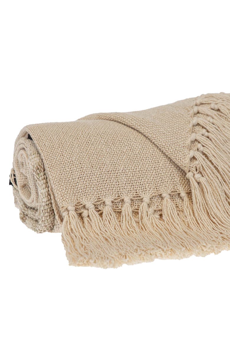 PARKLAND COLLECTION Inca Fringe Throw Blanket, Alternate, color, Beige