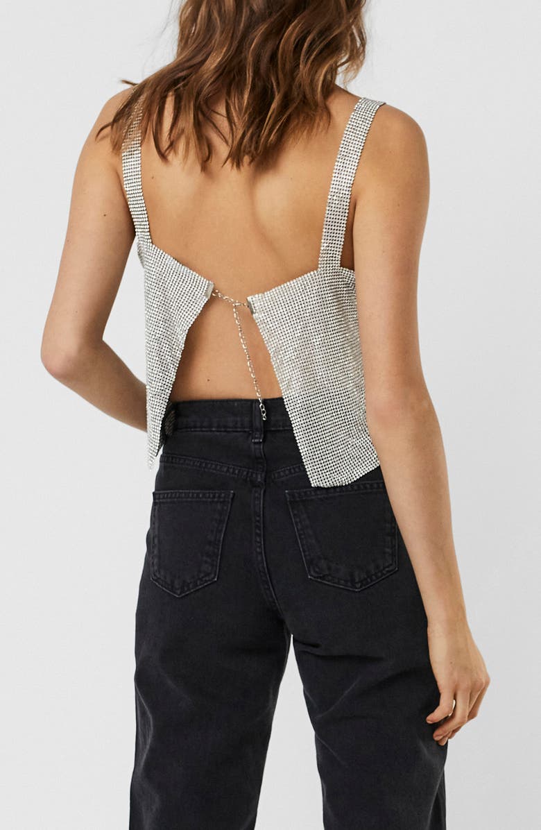 VERO MODA Carmen Metallic Mesh Crop Top, Alternate, color,