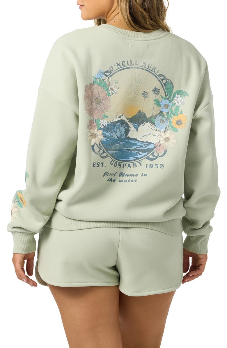 O'Neill Petal Oversize Cotton Blend Crewneck Sweatshirt, Alternate, color, Desert Sage
