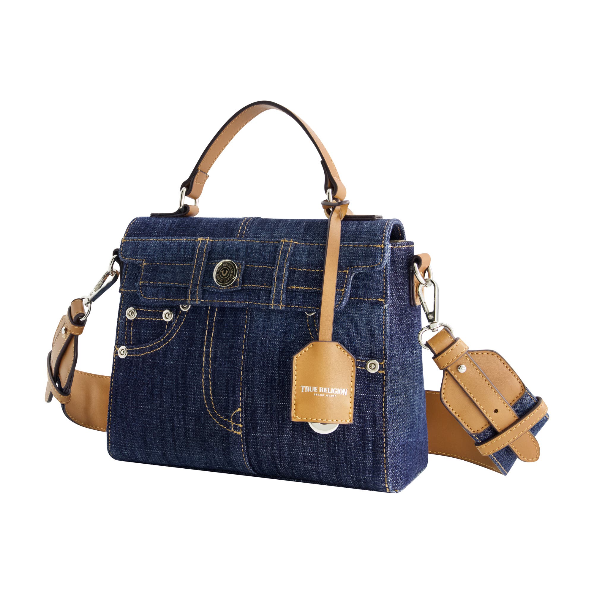 True Religion Jean Pocket Mini Flap, Alternate, color, Dark Navy