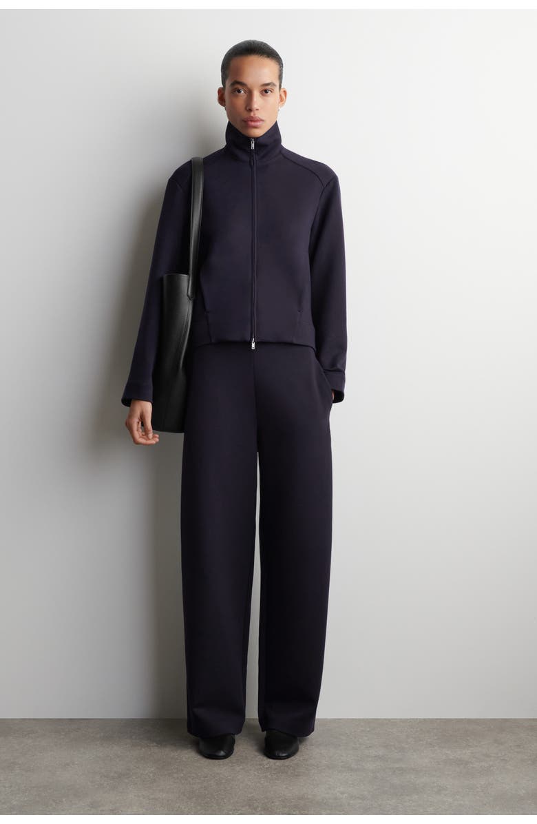 COS Scuba Knit Barrel Leg Joggers, Main, color, Navy