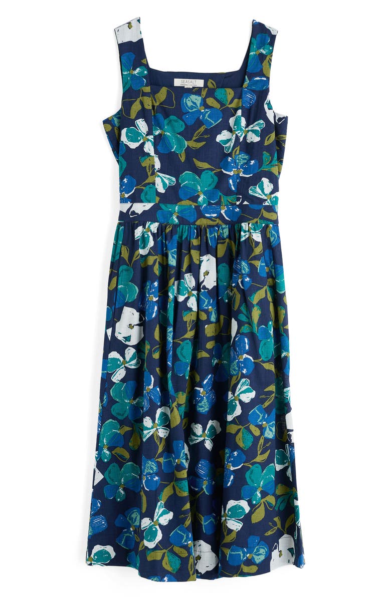 Seasalt Cornwall Shearwater Organic Cotton Midi Sundress, Alternate, color, Lamorna Bloom Maritime