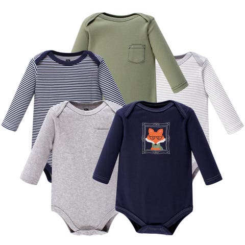 Five-Piece Collection of Long-Sleeve Cotton Bodysuits