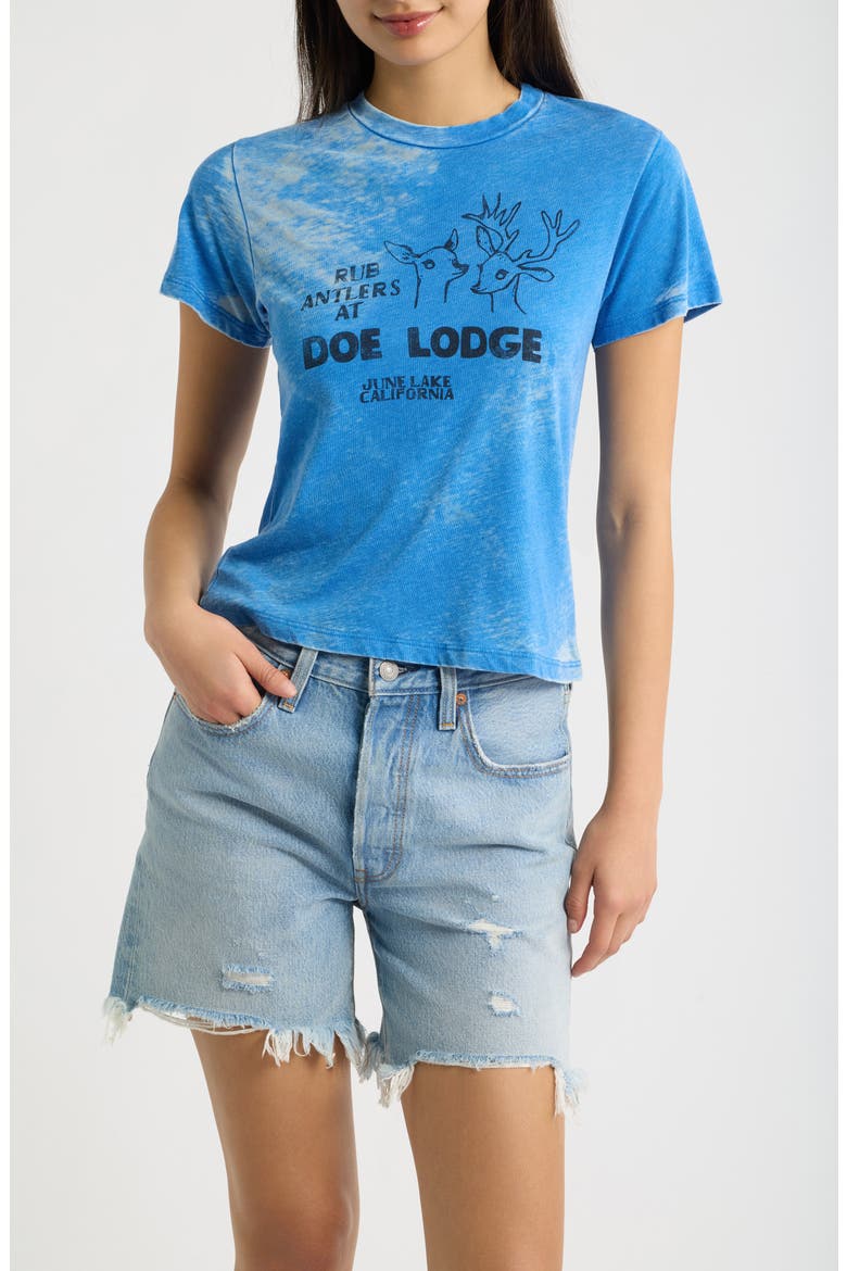 Doe Lodge Graphic Burnout Tee, Main, color, AZURE BLUE