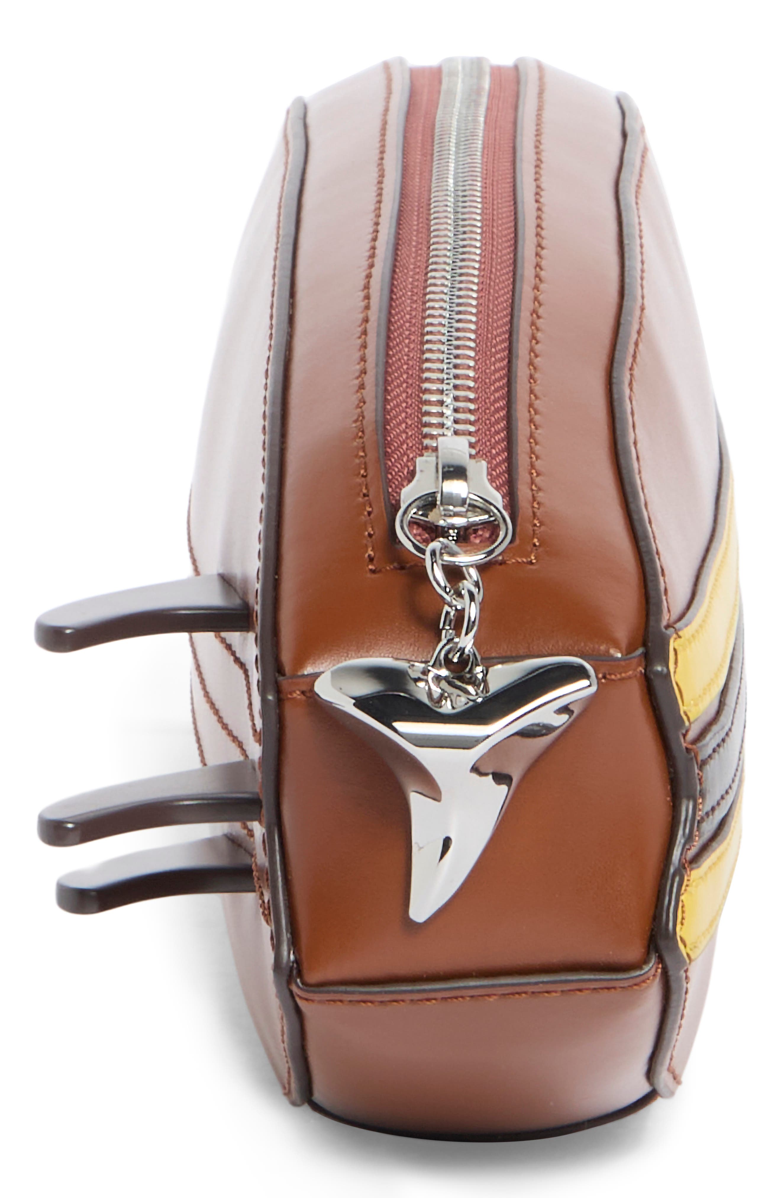 STAUD Leather Surfboard Clutch, Alternate, color, Tabacco