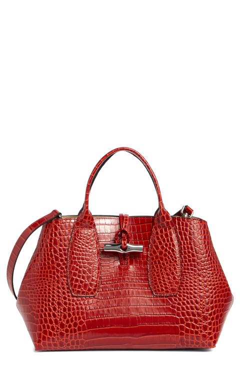 Medium Roseau Croc Embossed Tote