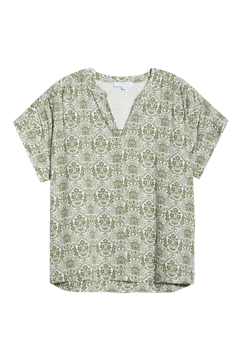 Estrada Floral Miah Top, Alternate, color, OLIVE-WHITE