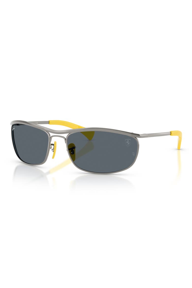 x Ferrari 62mm Oversize Oval Sunglasses, Alternate, color, GUNMETAL / BLUE