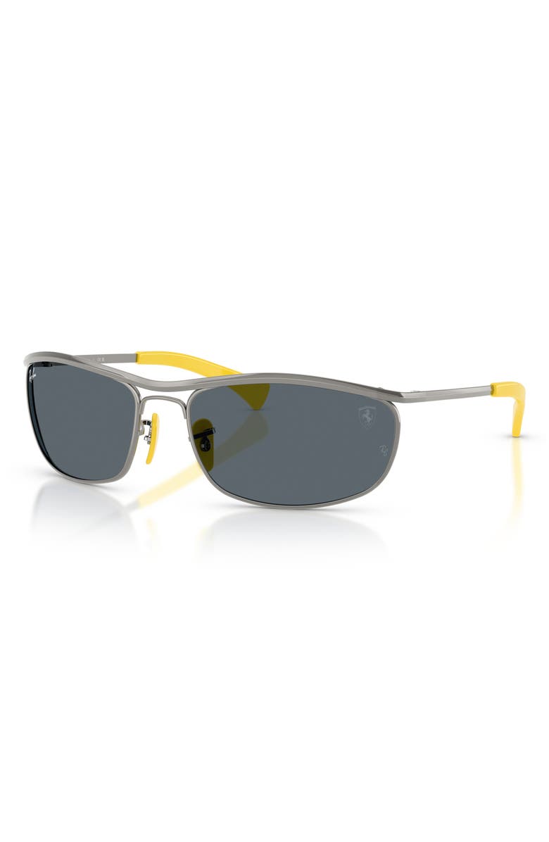 Ray-Ban x Ferrari 62mm Oversize Oval Sunglasses, Alternate, color, Gunmetal / Blue
