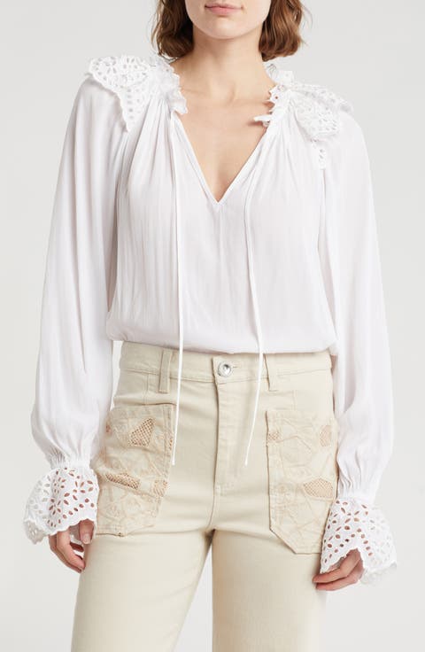 Lilian Ruffle Eyelet Top