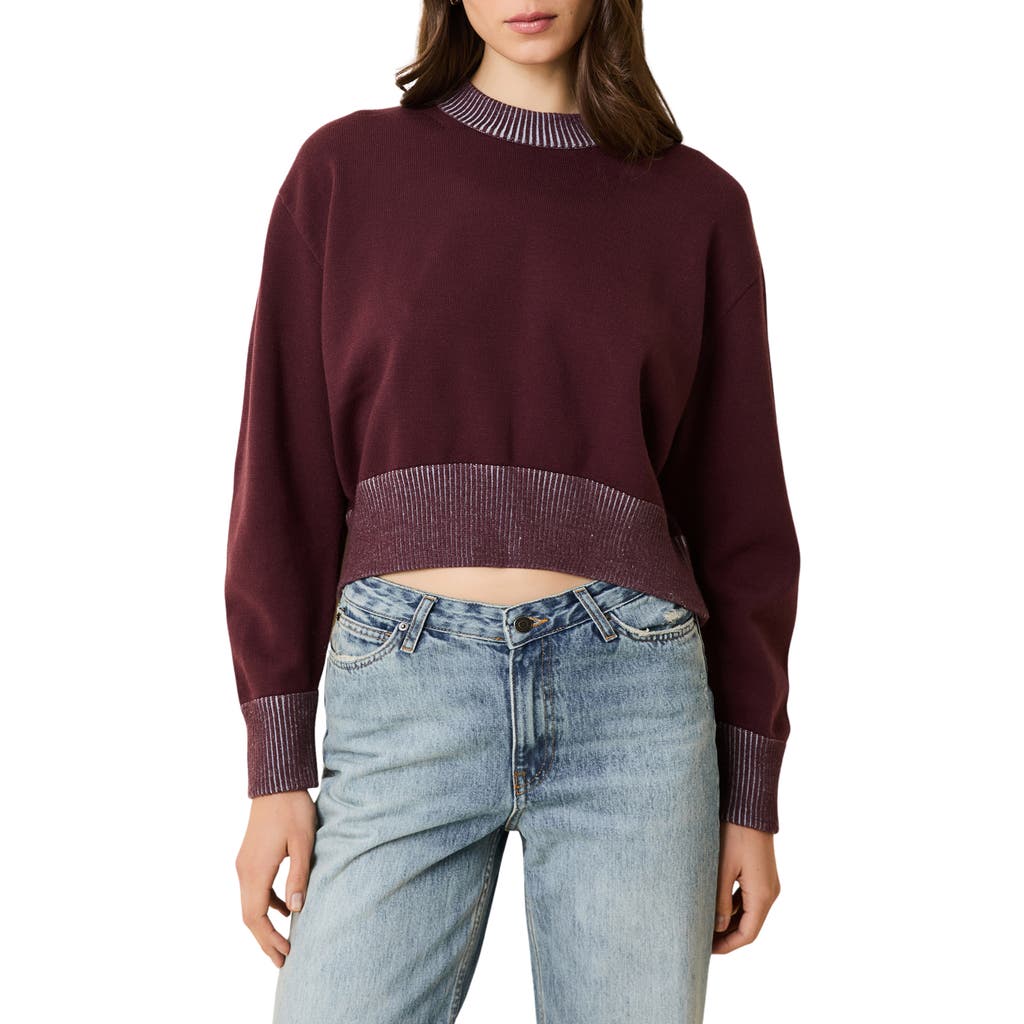 Solid & Striped Cora Stripe Stripe Crewneck Sweater In Burgundy