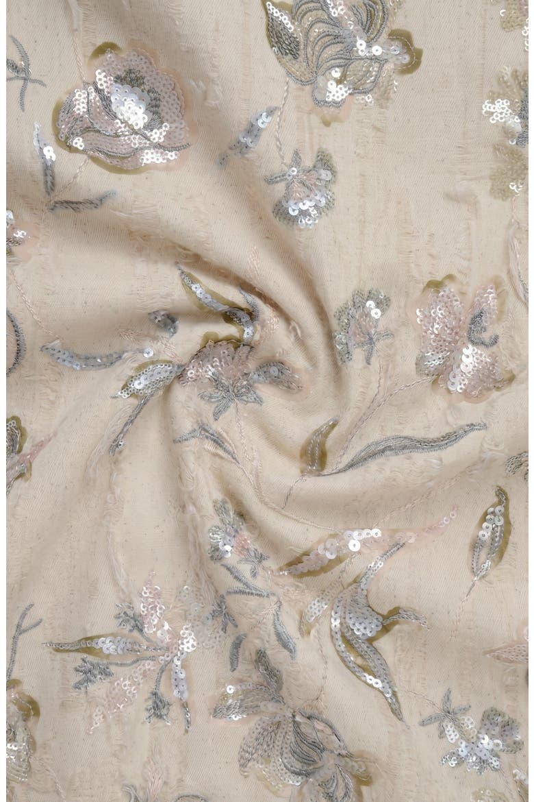 Floral Embroidered Sequin Mini Skirt, Alternate, color, Beige