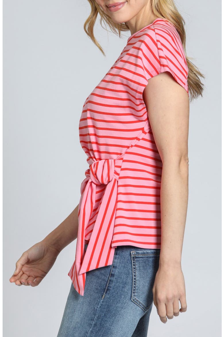Stripe Side Tie T-Shirt, Alternate, color, PINK/ORANGE