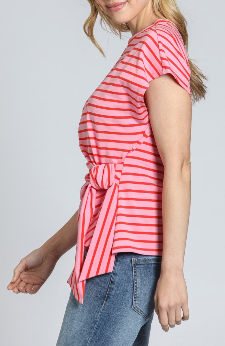 APNY Stripe Side Tie T-Shirt, Alternate, color, Pink/ Orange