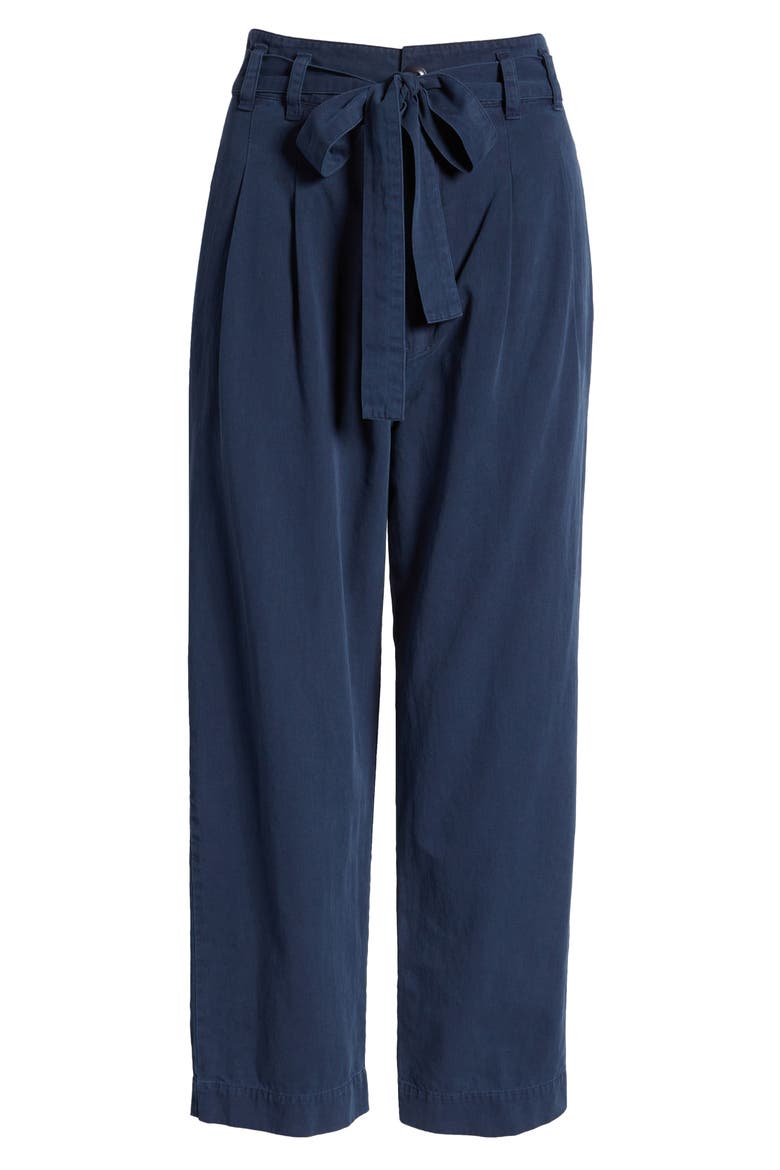 The Statesman Tie Waist Trousers, Alternate, color, NAVY