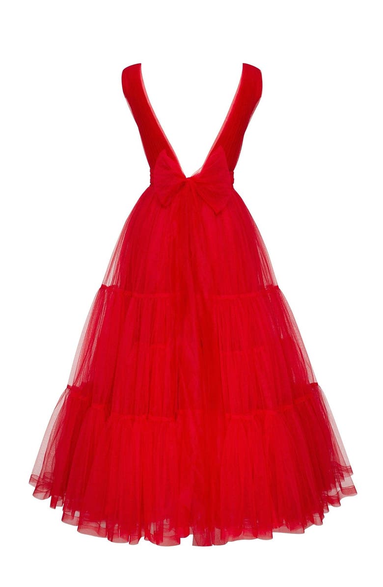 Milla Red Tender Midi Plunging Neckline Cut Out Dress, Alternate, color, 