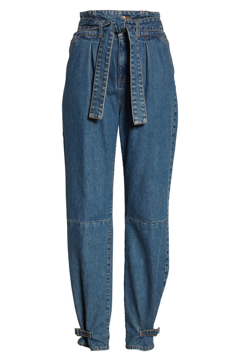 Addie Paperbag Waist Tapered Jeans, Alternate, color, BEACON