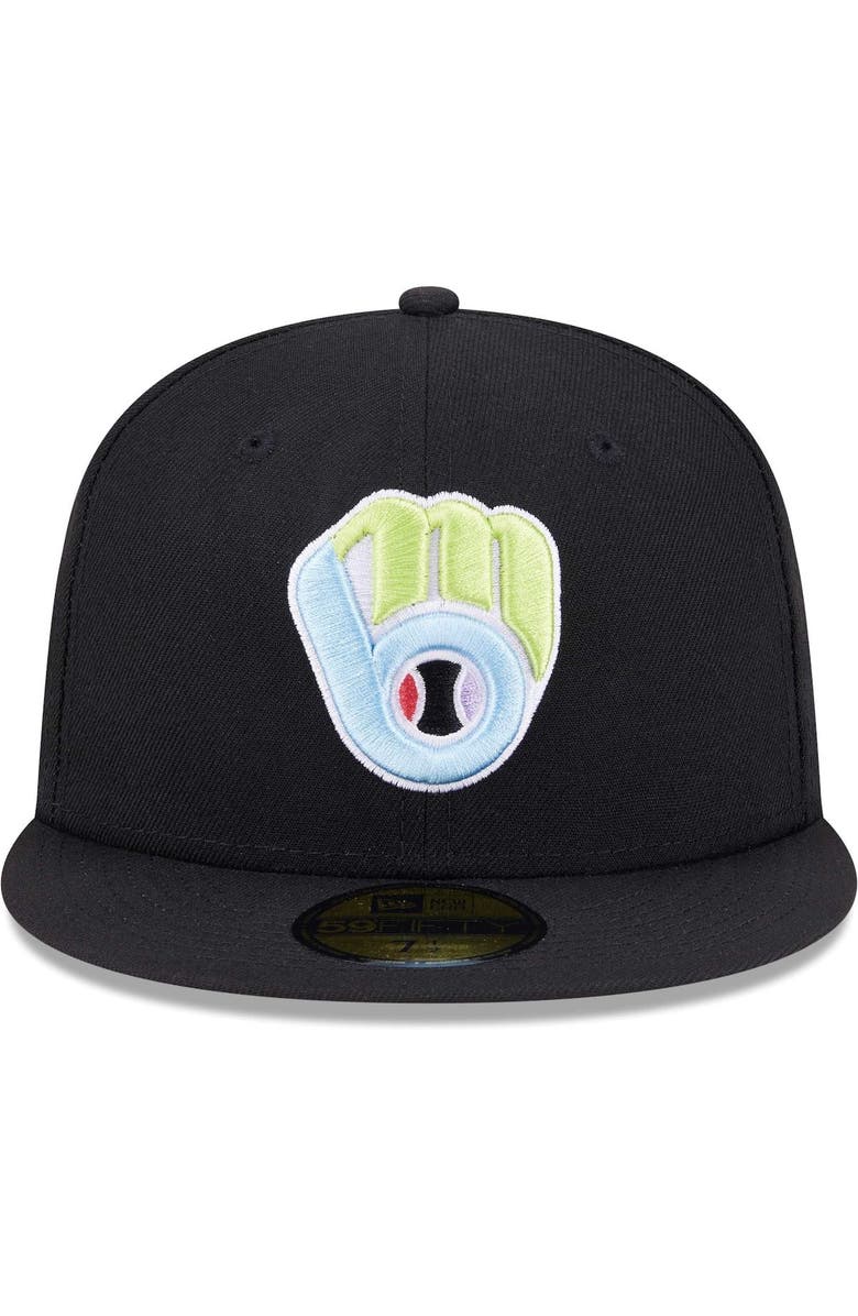 New Era Men's New Era Black Milwaukee Brewers Multi-Color Pack 59FIFTY Fitted Hat, Alternate, color, 