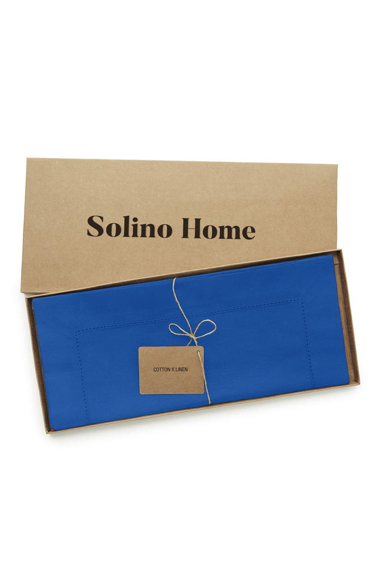 Cotton Linen Hemstitch Table Runner, Alternate, color, Blue