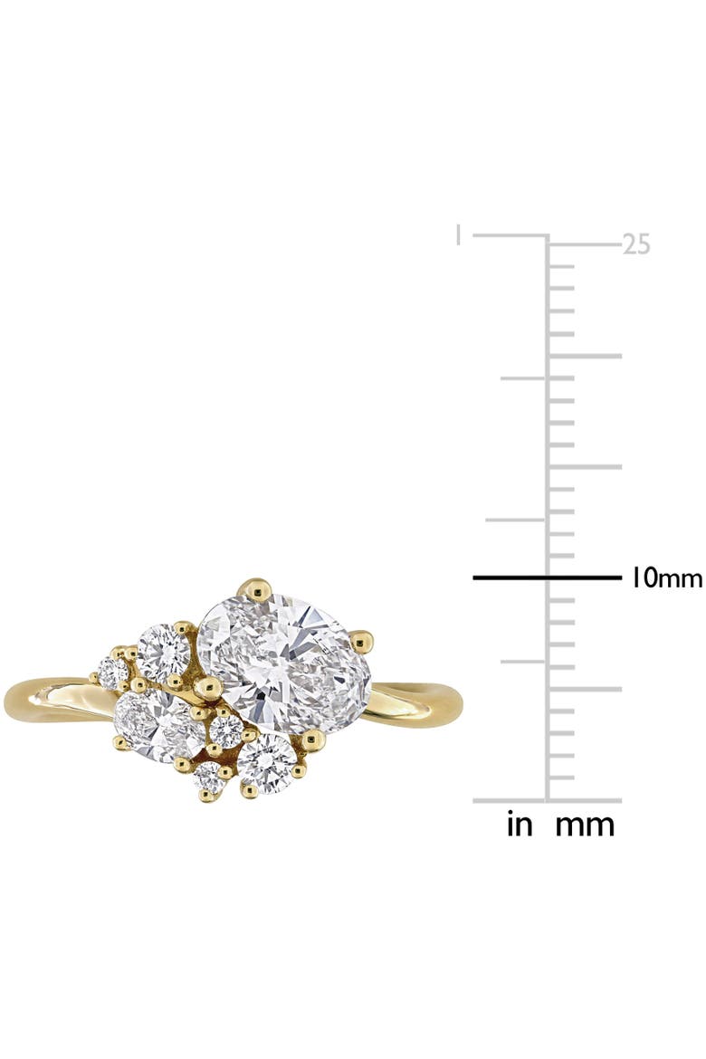 1-1/3 CTW Lab-Grown Diamond Cluster Ring 14k, Alternate, color, Yellow Gold