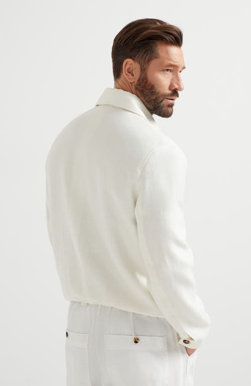 Brunello Cucinelli Linen-wool-silk Twill Jacket In Off-white