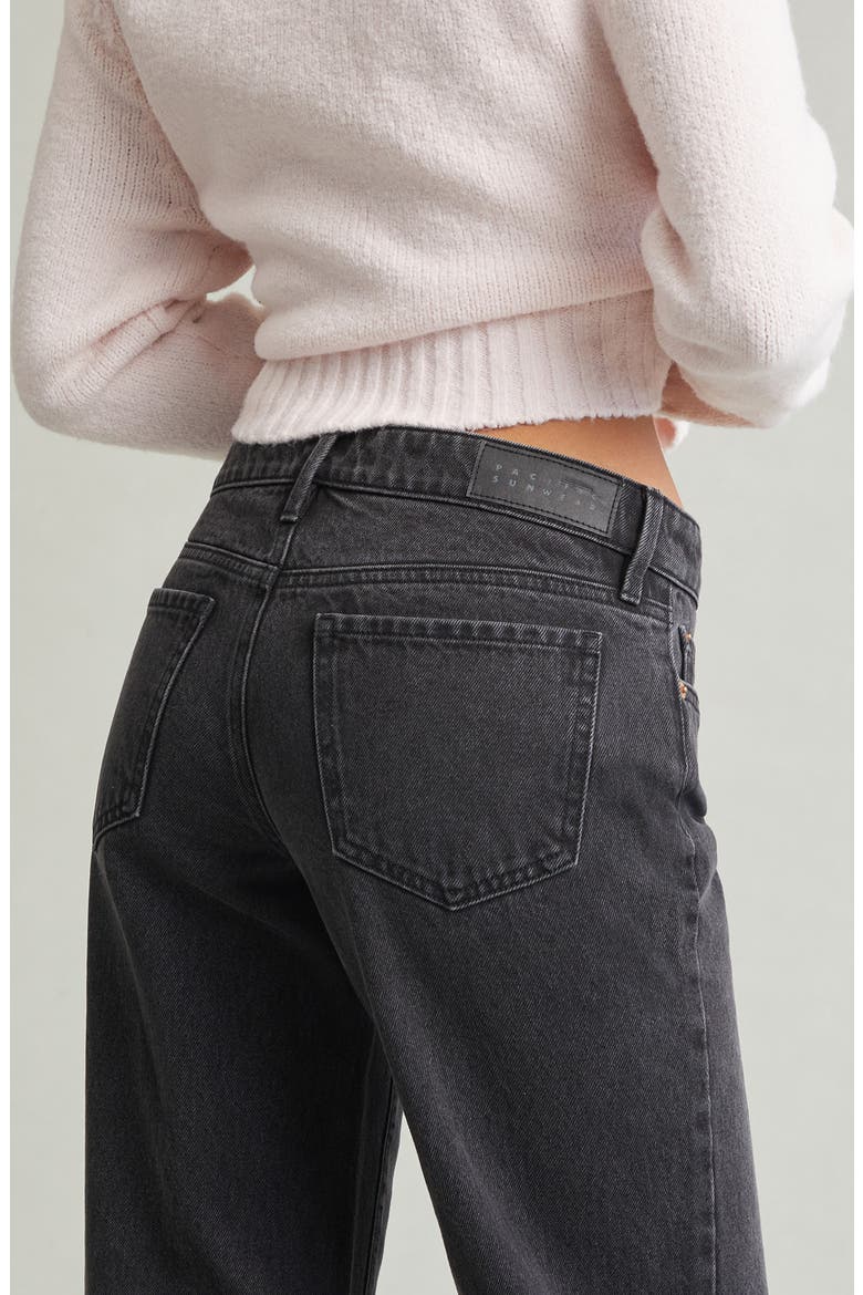Zoe Low Rise Wide Leg Girlfriend Jeans, Alternate, color, BLACK